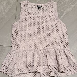 Aqua Women's Light Pink Eyelet Peplum Tank Top